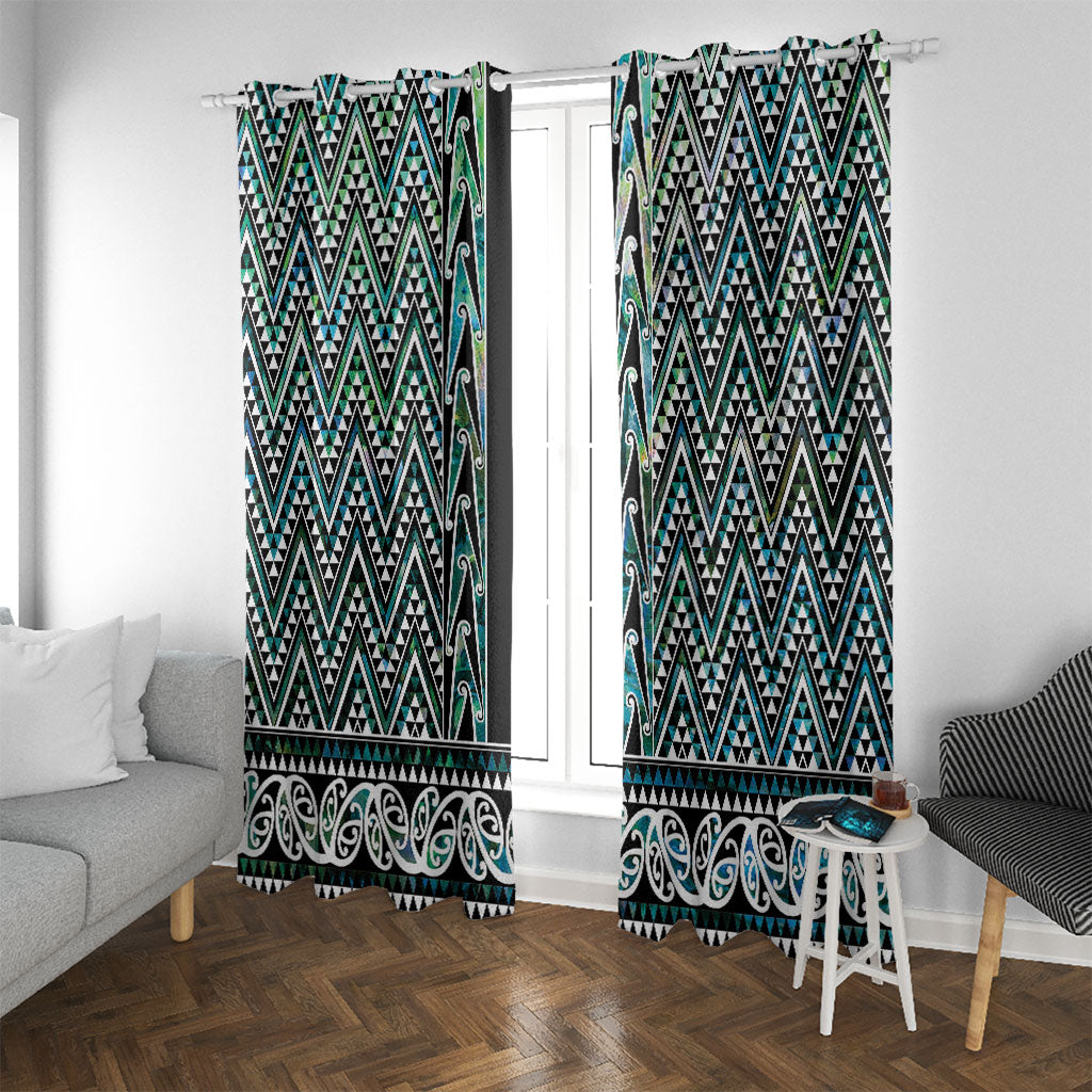 New Zealand Maori Niho Taniwha Window Curtain Papua Shell - Mangopare Puhoro Pattern