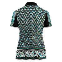 New Zealand Maori Niho Taniwha Women Polo Shirt Papua Shell - Mangopare Puhoro Pattern