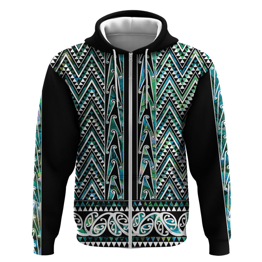 New Zealand Maori Niho Taniwha Zip Hoodie Papua Shell - Mangopare Puhoro Pattern