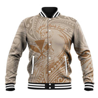 Hawaii Monk Seal and Map Baseball Jacket Polynesian Kanaka Maoli Beige Vibe LT9 Unisex Beige - Polynesian Pride