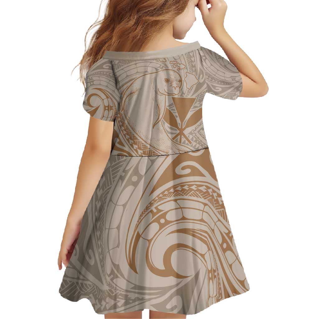 Hawaii Monk Seal and Map Family Matching Mermaid Dress and Hawaiian Shirt Polynesian Kanaka Maoli Beige Vibe LT9 - Polynesian Pride