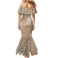 Hawaii Monk Seal and Map Family Matching Mermaid Dress and Hawaiian Shirt Polynesian Kanaka Maoli Beige Vibe LT9 - Polynesian Pride
