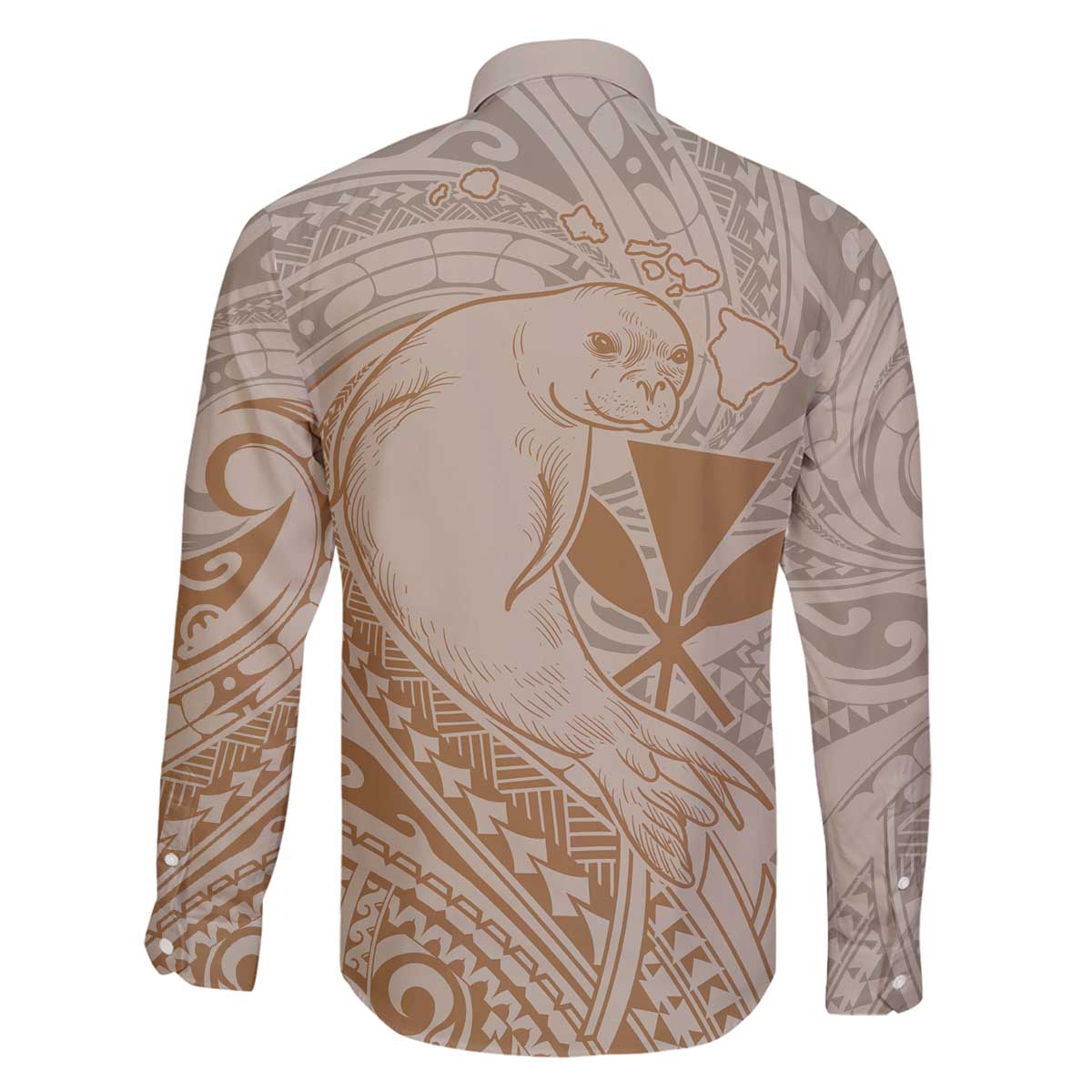 Hawaii Monk Seal and Map Family Matching Puletasi and Hawaiian Shirt Polynesian Kanaka Maoli Beige Vibe LT9 - Polynesian Pride