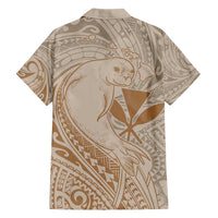 Hawaii Monk Seal and Map Family Matching Short Sleeve Bodycon Dress and Hawaiian Shirt Polynesian Kanaka Maoli Beige Vibe LT9 - Polynesian Pride
