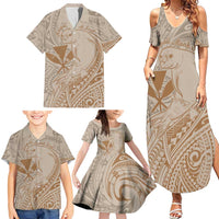 Hawaii Monk Seal and Map Family Matching Summer Maxi Dress and Hawaiian Shirt Polynesian Kanaka Maoli Beige Vibe LT9 - Polynesian Pride