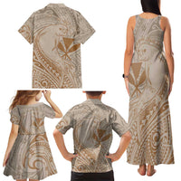 Hawaii Monk Seal and Map Family Matching Tank Maxi Dress and Hawaiian Shirt Polynesian Kanaka Maoli Beige Vibe LT9 - Polynesian Pride