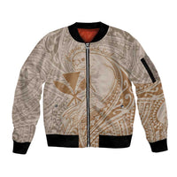 Hawaii Monk Seal and Map Sleeve Zip Bomber Jacket Polynesian Kanaka Maoli Beige Vibe