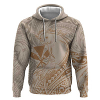Hawaii Monk Seal and Map Zip Hoodie Polynesian Kanaka Maoli Beige Vibe