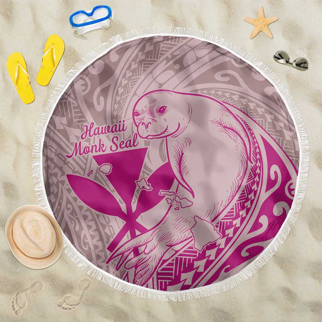 Hawaii Monk Seal and Map Beach Blanket Polynesian Kanaka Maoli Pink Vibe