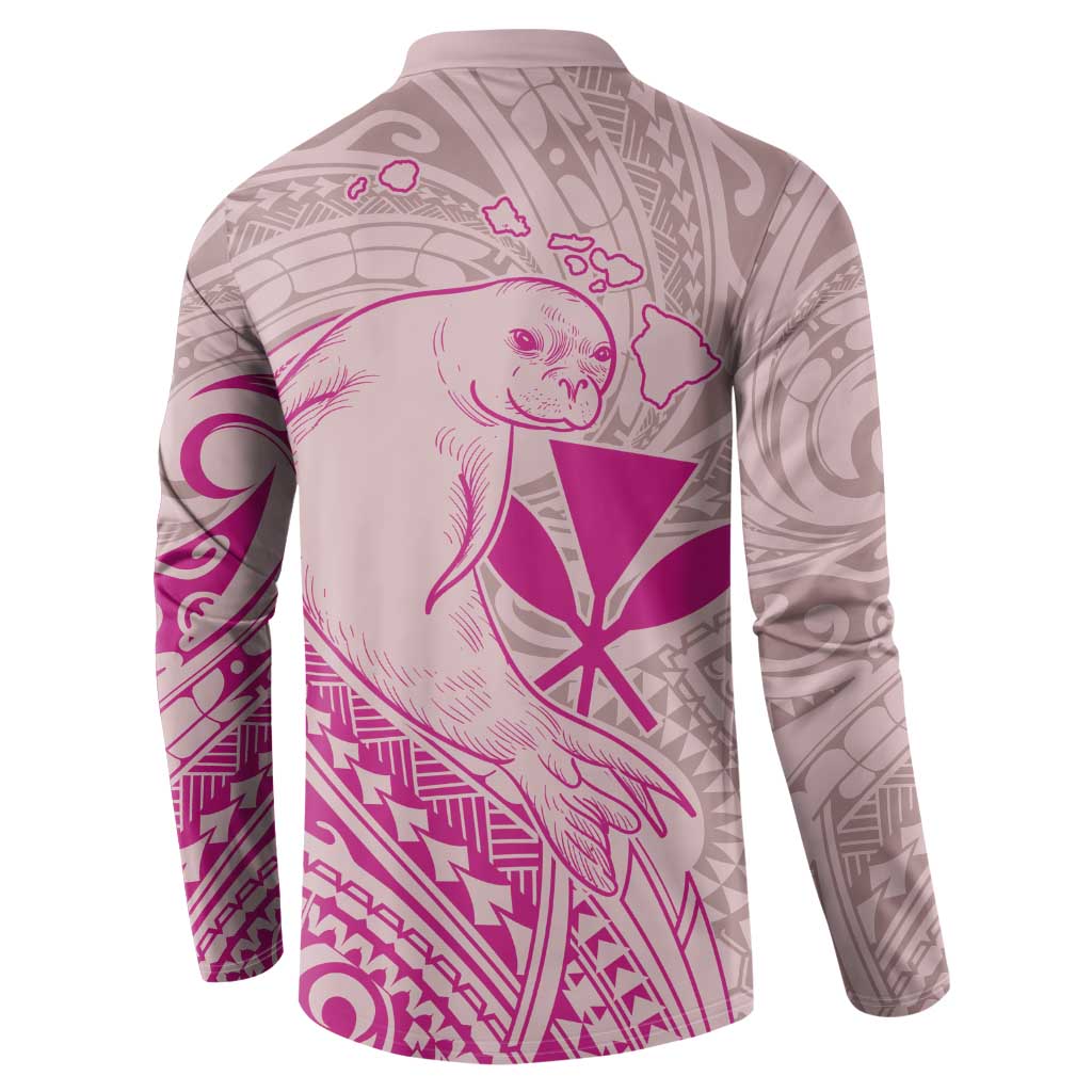 Hawaii Monk Seal and Map Button Sweatshirt Polynesian Kanaka Maoli Pink Vibe