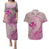 Hawaii Monk Seal and Map Couples Matching Puletasi and Hawaiian Shirt Polynesian Kanaka Maoli Pink Vibe LT9 Pink - Polynesian Pride