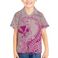 Hawaii Monk Seal and Map Family Matching Off Shoulder Short Dress and Hawaiian Shirt Polynesian Kanaka Maoli Pink Vibe LT9 Son's Shirt Pink - Polynesian Pride