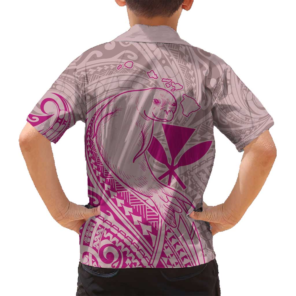 Hawaii Monk Seal and Map Family Matching Tank Maxi Dress and Hawaiian Shirt Polynesian Kanaka Maoli Pink Vibe LT9 - Polynesian Pride