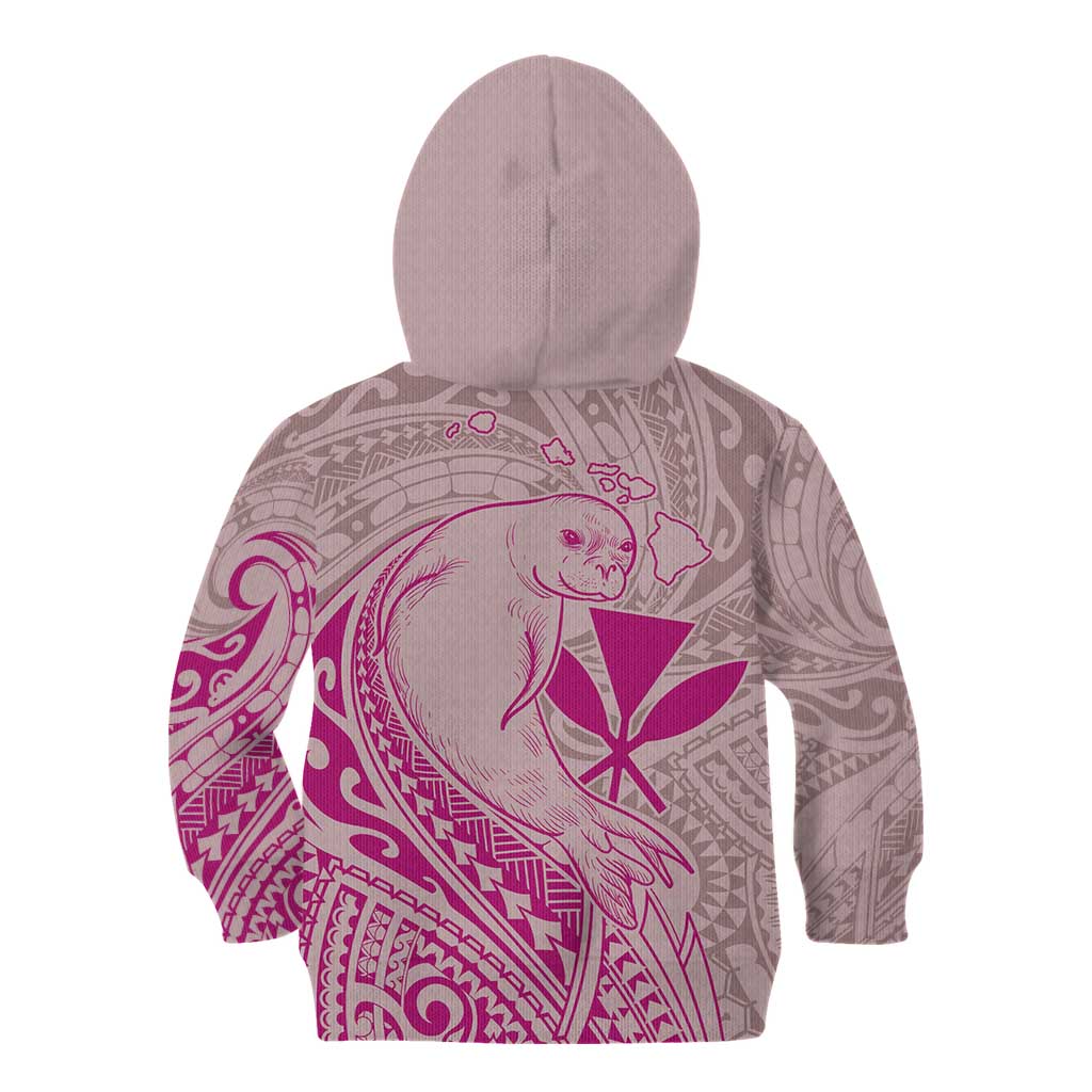 Hawaii Monk Seal and Map Kid Hoodie Polynesian Kanaka Maoli Pink Vibe