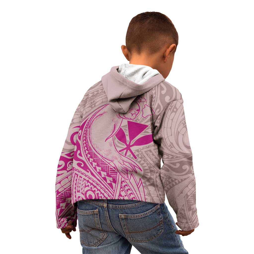 Hawaii Monk Seal and Map Kid Hoodie Polynesian Kanaka Maoli Pink Vibe