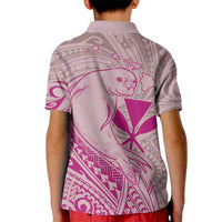 Hawaii Monk Seal and Map Kid Polo Shirt Polynesian Kanaka Maoli Pink Vibe