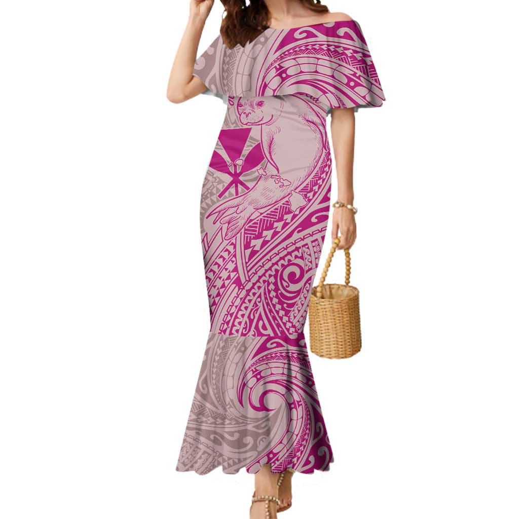 Hawaii Monk Seal and Map Mermaid Dress Polynesian Kanaka Maoli Pink Vibe