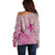 Hawaii Monk Seal and Map Off Shoulder Sweater Polynesian Kanaka Maoli Pink Vibe