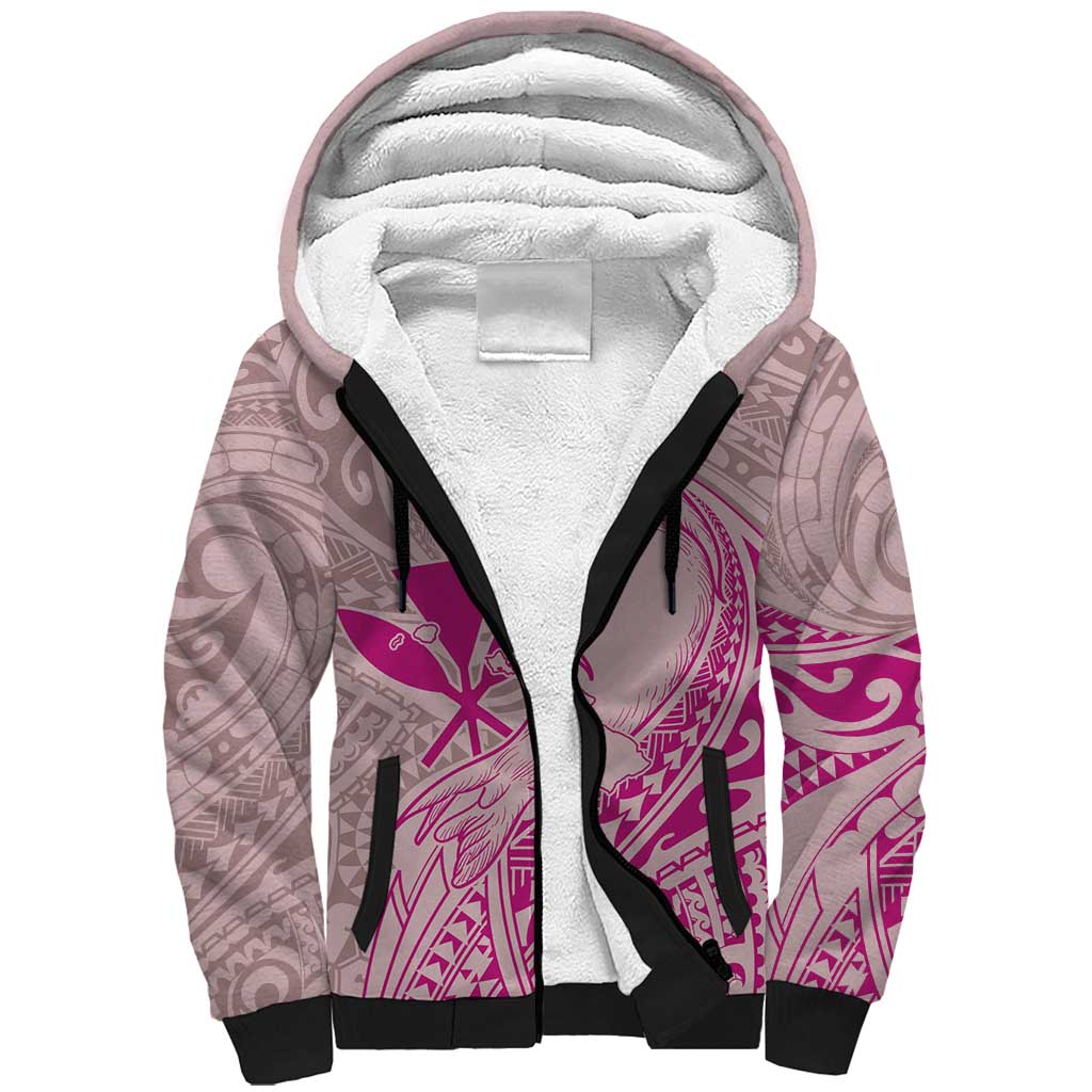 Hawaii Monk Seal and Map Sherpa Hoodie Polynesian Kanaka Maoli Pink Vibe