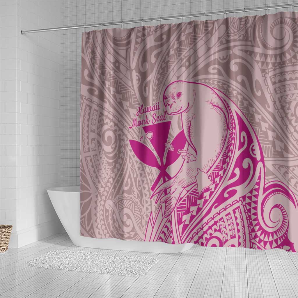 Hawaii Monk Seal and Map Shower Curtain Polynesian Kanaka Maoli Pink Vibe LT9 - Polynesian Pride