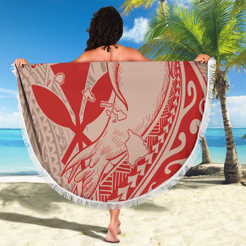 Hawaii Monk Seal and Map Beach Blanket Polynesian Kanaka Maoli Red Vibe