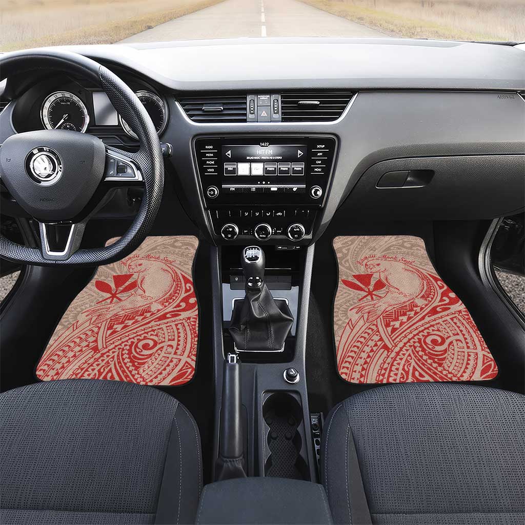 Hawaii Monk Seal and Map Car Mats Polynesian Kanaka Maoli Red Vibe