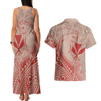 Hawaii Monk Seal and Map Couples Matching Tank Maxi Dress and Hawaiian Shirt Polynesian Kanaka Maoli Red Vibe LT9 - Polynesian Pride