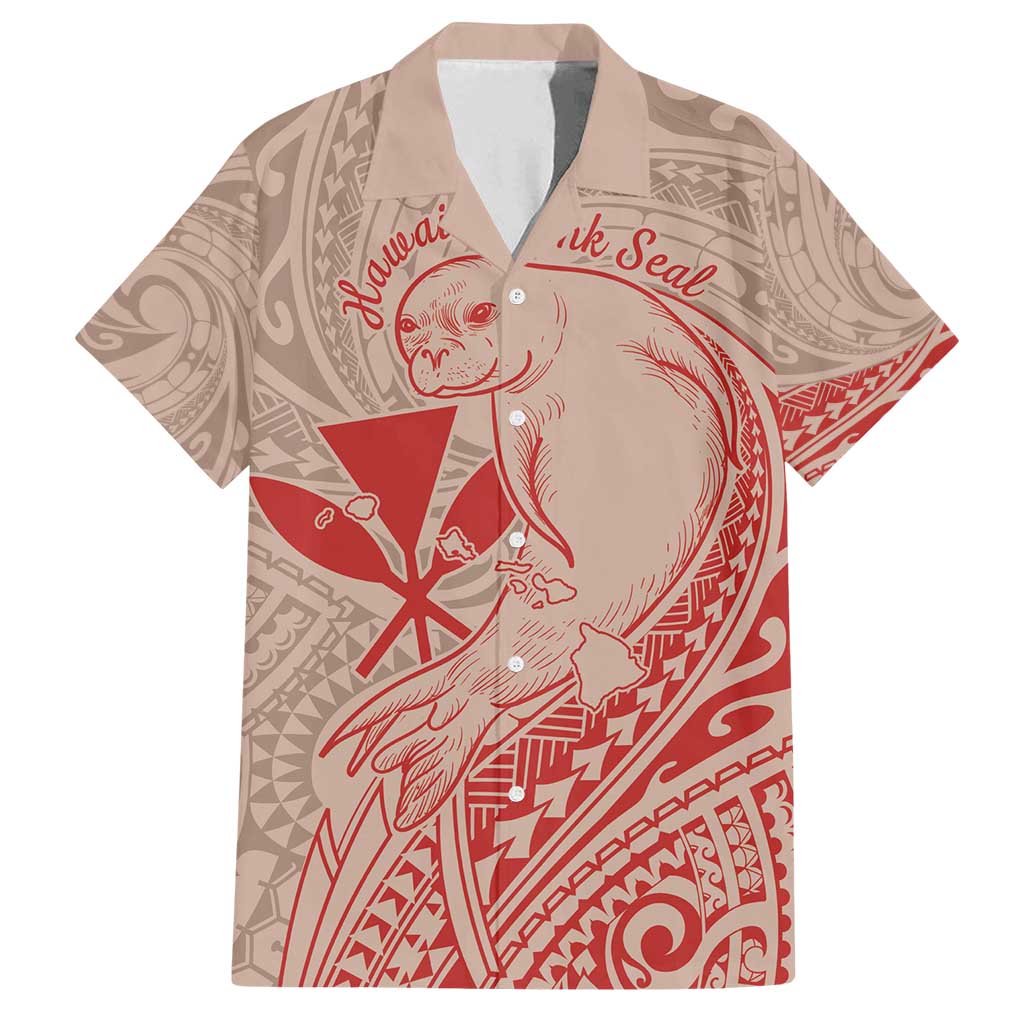 Hawaii Monk Seal and Map Family Matching Off Shoulder Maxi Dress and Hawaiian Shirt Polynesian Kanaka Maoli Red Vibe LT9 Dad's Shirt - Short Sleeve Red - Polynesian Pride