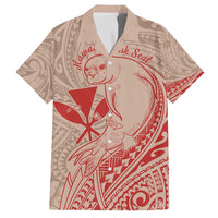 Hawaii Monk Seal and Map Family Matching Off Shoulder Maxi Dress and Hawaiian Shirt Polynesian Kanaka Maoli Red Vibe LT9 Dad's Shirt - Short Sleeve Red - Polynesian Pride