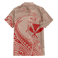 Hawaii Monk Seal and Map Family Matching Puletasi and Hawaiian Shirt Polynesian Kanaka Maoli Red Vibe