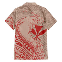Hawaii Monk Seal and Map Family Matching Summer Maxi Dress and Hawaiian Shirt Polynesian Kanaka Maoli Red Vibe LT9 - Polynesian Pride