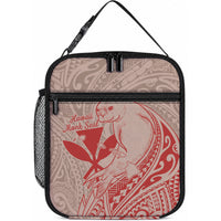 Hawaii Monk Seal and Map Lunch Bag Polynesian Kanaka Maoli Red Vibe LT9 10.2 × 8.3 × 4.3 inch Red - Polynesian Pride