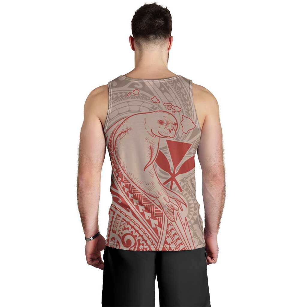 Hawaii Monk Seal and Map Men Tank Top Polynesian Kanaka Maoli Red Vibe