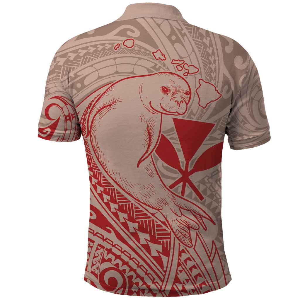 Hawaii Monk Seal and Map Polo Shirt Polynesian Kanaka Maoli Red Vibe