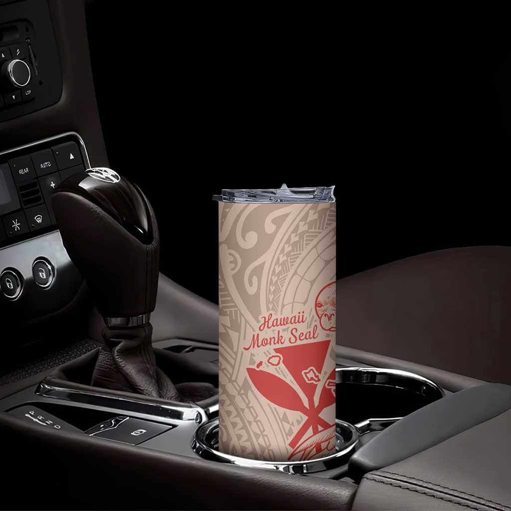 Hawaii Monk Seal and Map Skinny Tumbler Polynesian Kanaka Maoli Red Vibe LT9 - Polynesian Pride