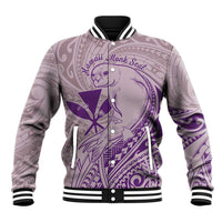 Hawaii Monk Seal and Map Baseball Jacket Polynesian Kanaka Maoli Violet Vibe LT9 Unisex Violet - Polynesian Pride