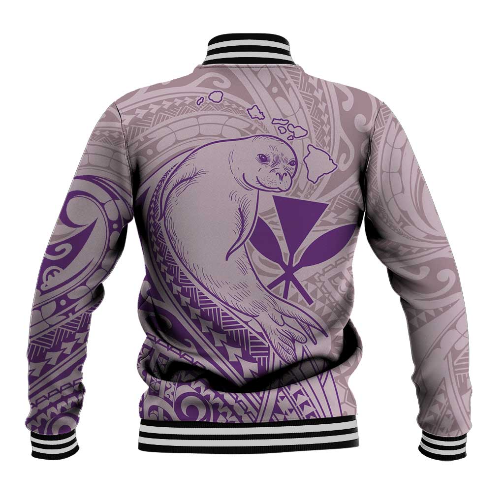 Hawaii Monk Seal and Map Baseball Jacket Polynesian Kanaka Maoli Violet Vibe LT9 - Polynesian Pride