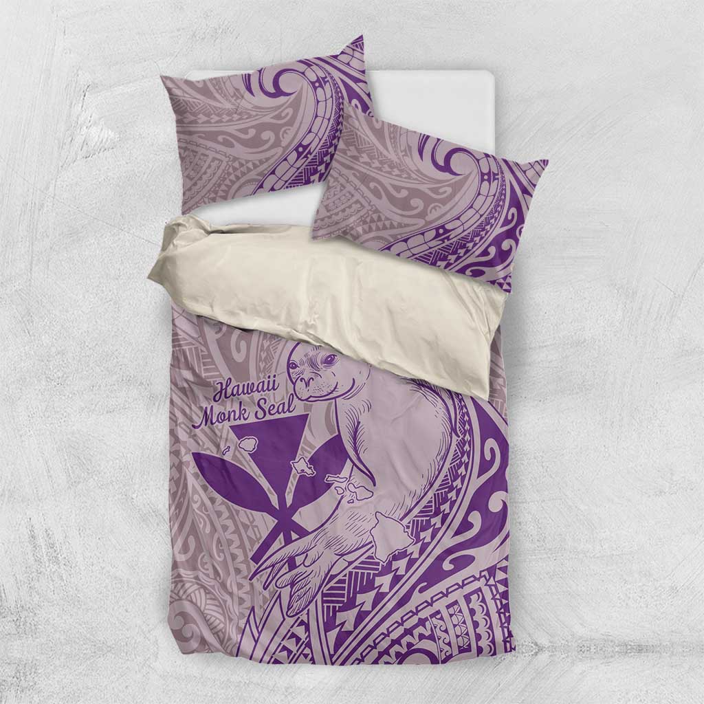 Hawaii Monk Seal and Map Bedding Set Polynesian Kanaka Maoli Violet Vibe