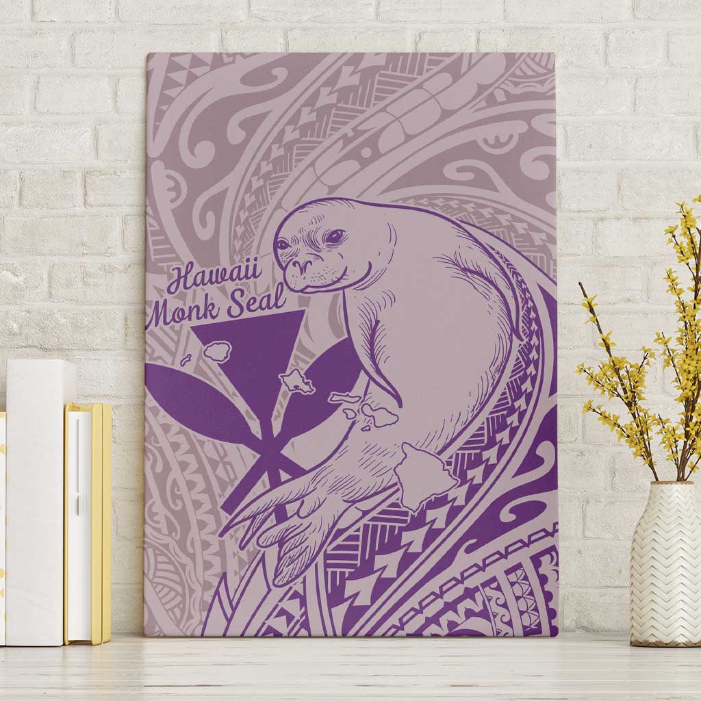 Hawaii Monk Seal and Map Canvas Wall Art Polynesian Kanaka Maoli Violet Vibe