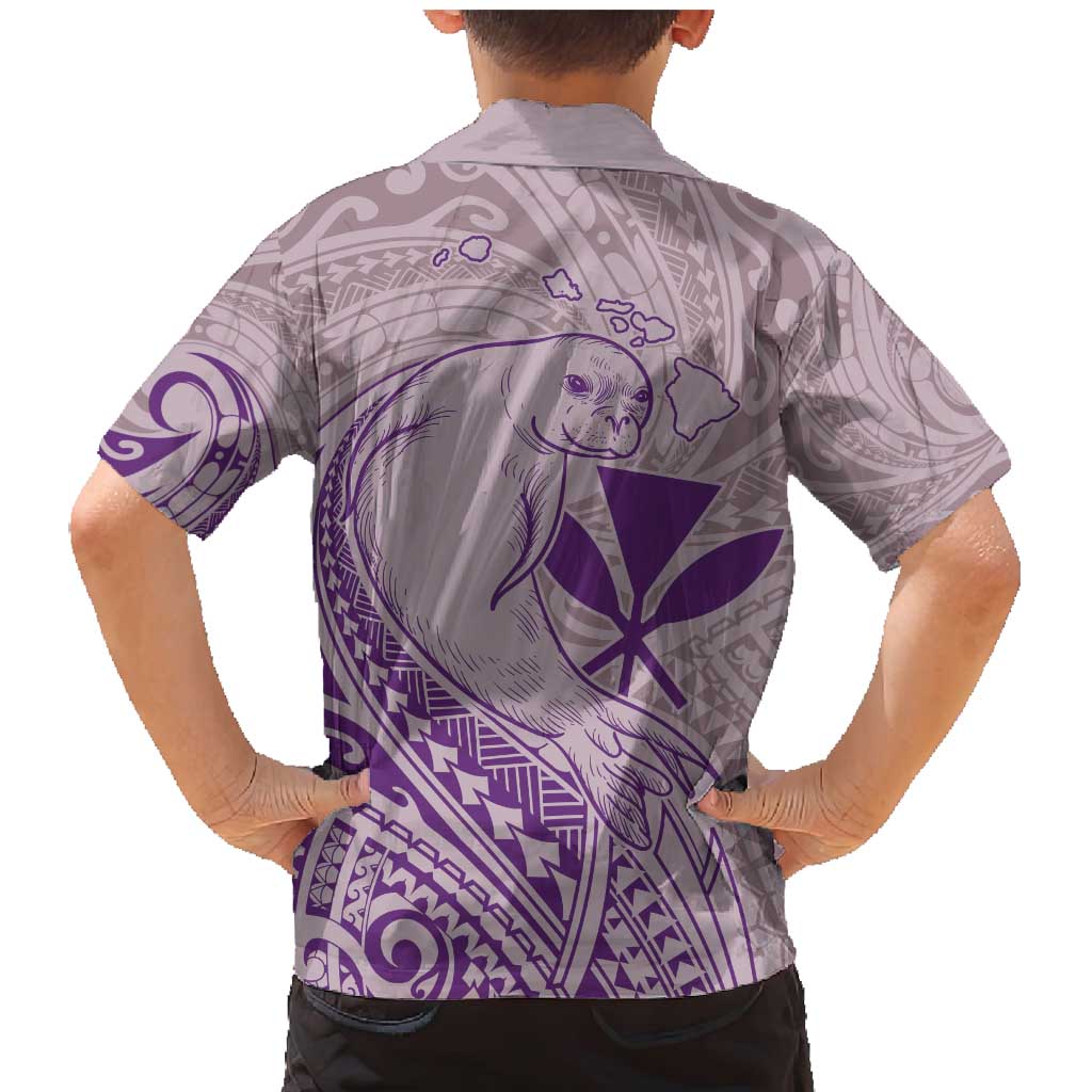 Hawaii Monk Seal and Map Family Matching Mermaid Dress and Hawaiian Shirt Polynesian Kanaka Maoli Violet Vibe LT9 - Polynesian Pride
