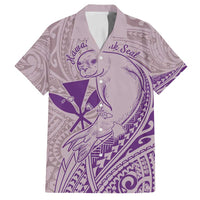 Hawaii Monk Seal and Map Family Matching Off Shoulder Maxi Dress and Hawaiian Shirt Polynesian Kanaka Maoli Violet Vibe LT9 Dad's Shirt - Short Sleeve Violet - Polynesian Pride
