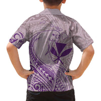 Hawaii Monk Seal and Map Family Matching Off Shoulder Short Dress and Hawaiian Shirt Polynesian Kanaka Maoli Violet Vibe LT9 - Polynesian Pride