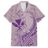 Hawaii Monk Seal and Map Family Matching Off Shoulder Short Dress and Hawaiian Shirt Polynesian Kanaka Maoli Violet Vibe LT9 Dad's Shirt - Short Sleeve Violet - Polynesian Pride
