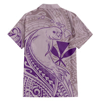 Hawaii Monk Seal and Map Family Matching Off Shoulder Short Dress and Hawaiian Shirt Polynesian Kanaka Maoli Violet Vibe LT9 - Polynesian Pride