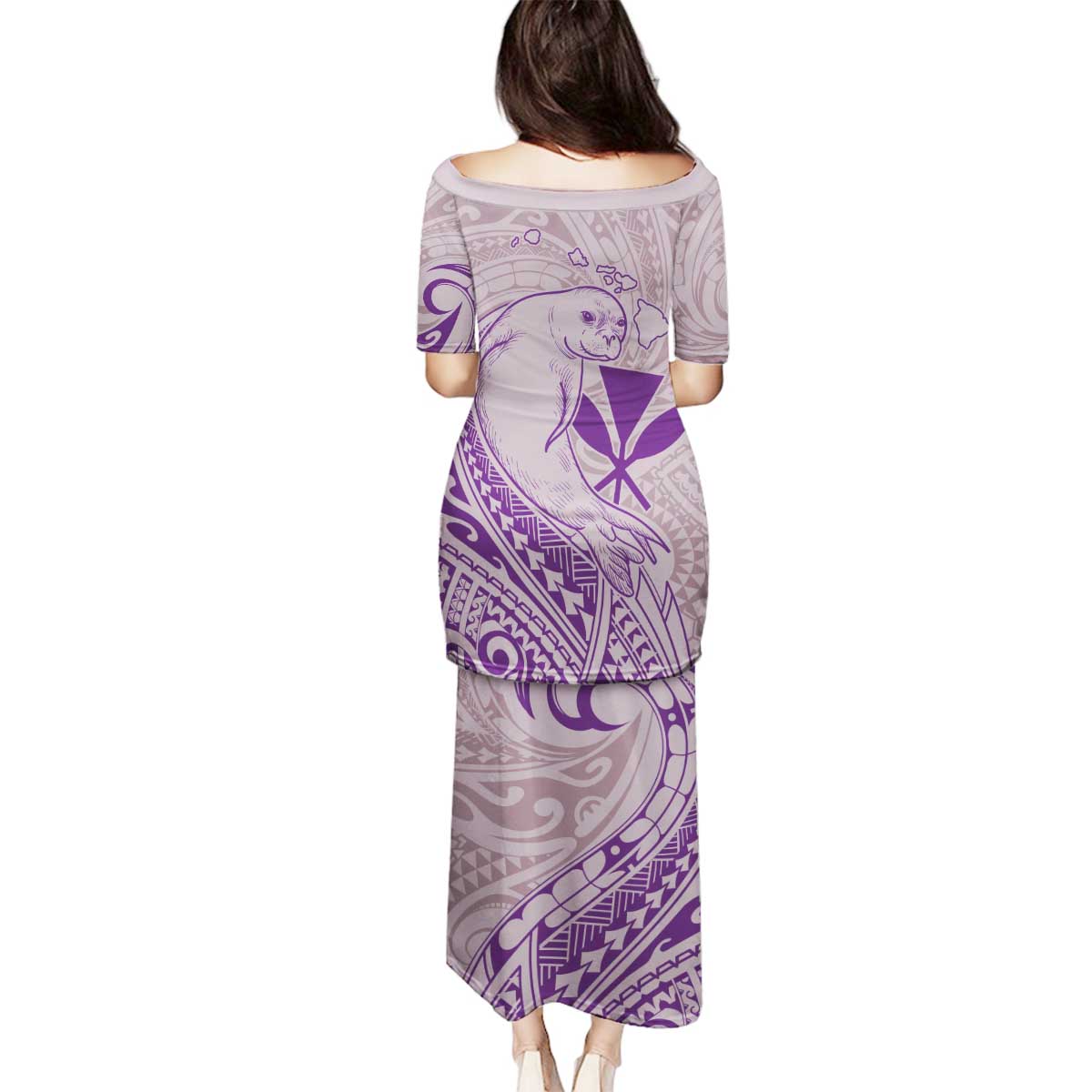 Hawaii Monk Seal and Map Family Matching Puletasi and Hawaiian Shirt Polynesian Kanaka Maoli Violet Vibe LT9 - Polynesian Pride
