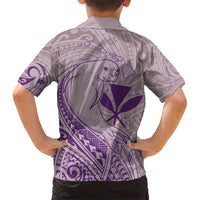 Hawaii Monk Seal and Map Family Matching Short Sleeve Bodycon Dress and Hawaiian Shirt Polynesian Kanaka Maoli Violet Vibe LT9 - Polynesian Pride