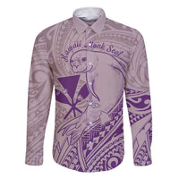 Hawaii Monk Seal and Map Family Matching Short Sleeve Bodycon Dress and Hawaiian Shirt Polynesian Kanaka Maoli Violet Vibe LT9 Dad's Shirt - Long Sleeve Violet - Polynesian Pride