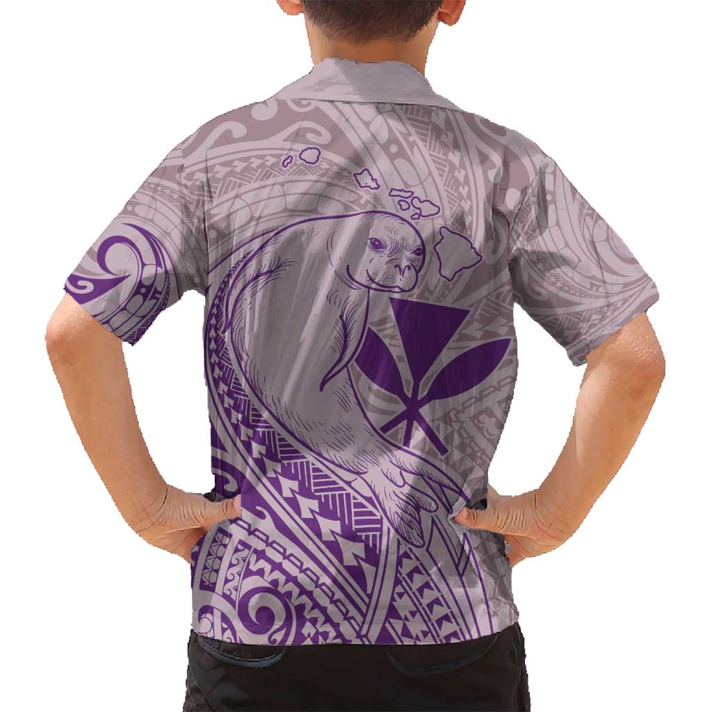 Hawaii Monk Seal and Map Family Matching Summer Maxi Dress and Hawaiian Shirt Polynesian Kanaka Maoli Violet Vibe LT9 - Polynesian Pride