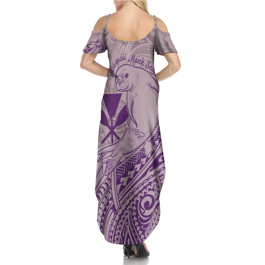 Hawaii Monk Seal and Map Family Matching Summer Maxi Dress and Hawaiian Shirt Polynesian Kanaka Maoli Violet Vibe LT9 - Polynesian Pride