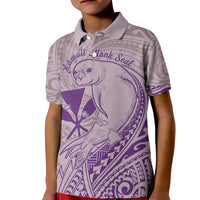 Hawaii Monk Seal and Map Kid Polo Shirt Polynesian Kanaka Maoli Violet Vibe
